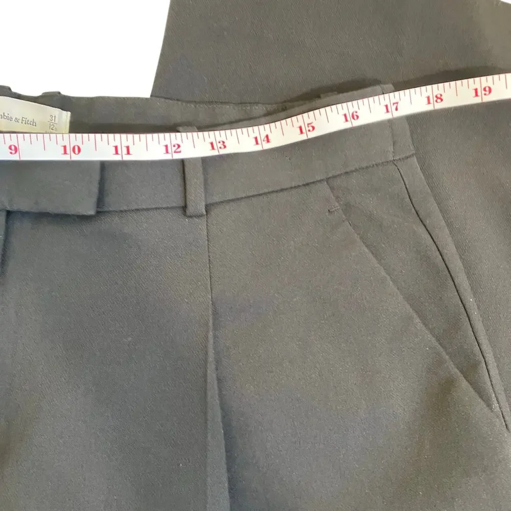 Abercrombie & Fitch Sz 31/12 Short Black Pleated Wide Leg Trouser Pants Classic